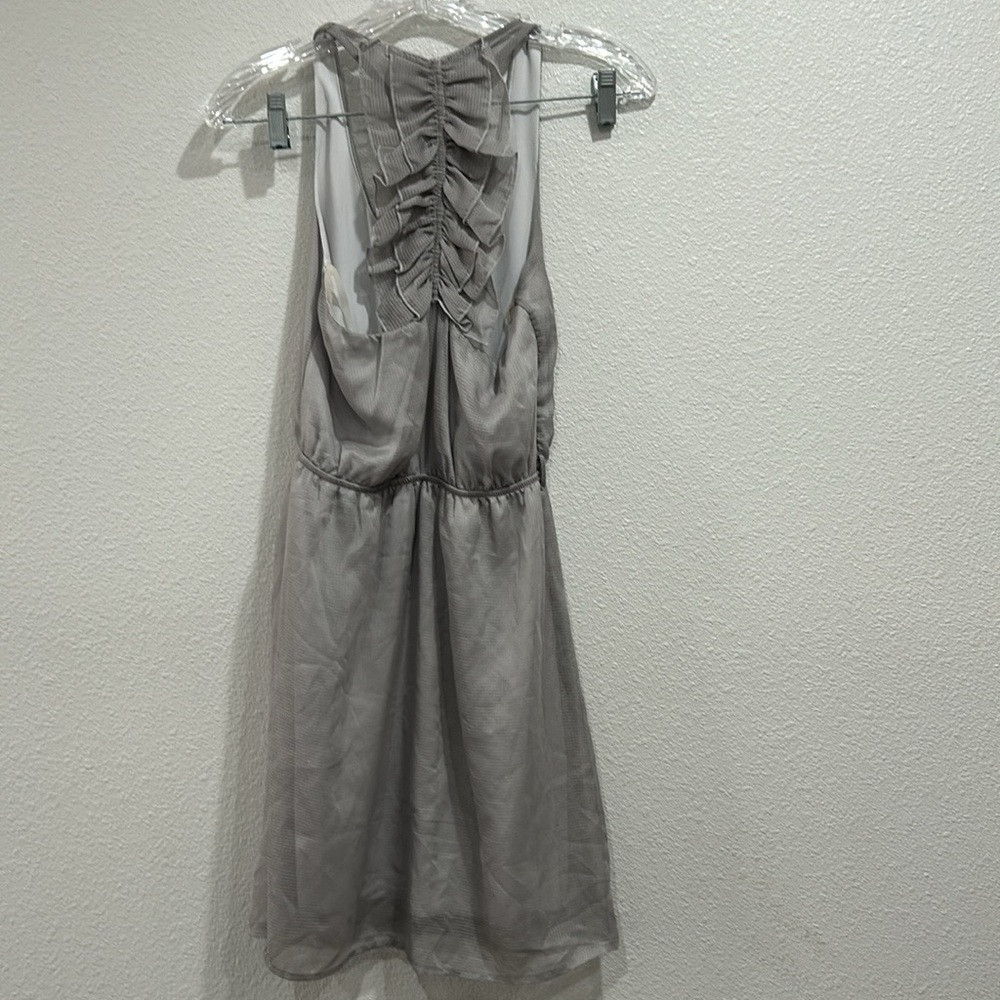 Love Notes Grey Racerback Ruffle Mini Dress SZ Small - Picture 2 of 10
